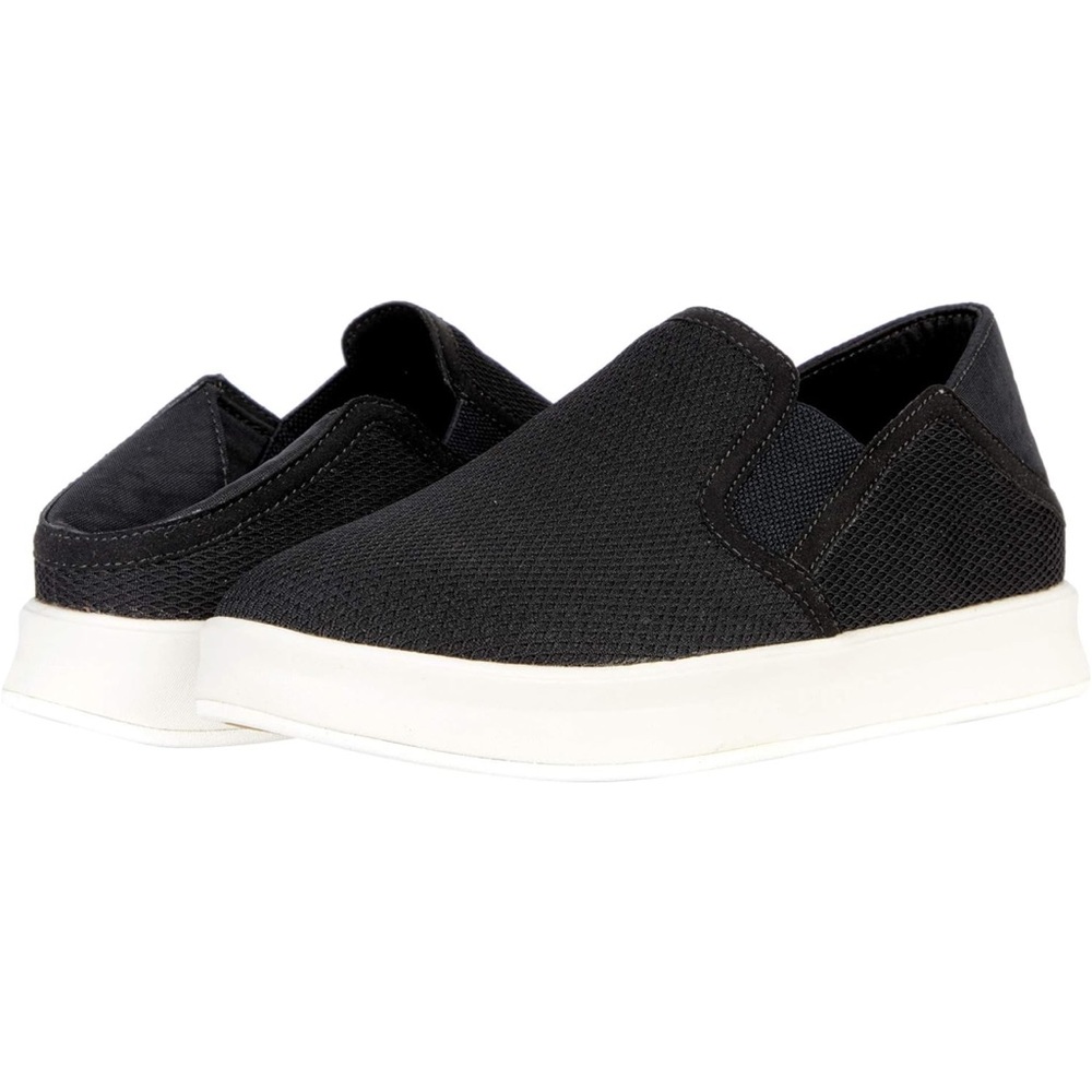 OluKai Black Slip-On Textured Flats with White Sole